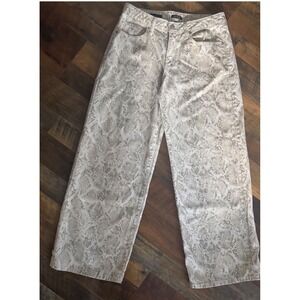 Wild Fable Wide Leg Snake Animal Print‎ Low Rise Baggy Jeans Size 8R Zip Button